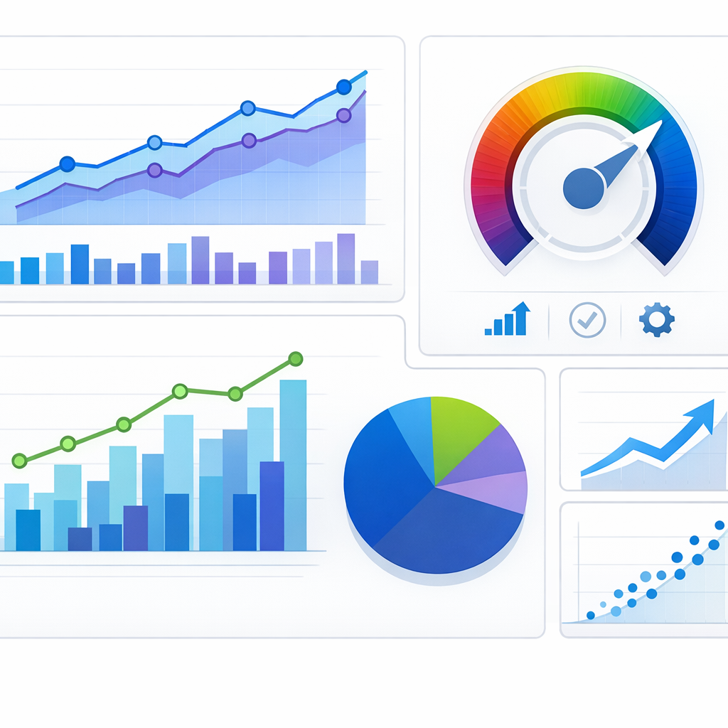 Simple analytics interface showing ongoing AI search performance trends and optimization results